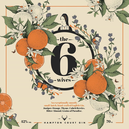 The Six Wives Gin Label Illustration 
